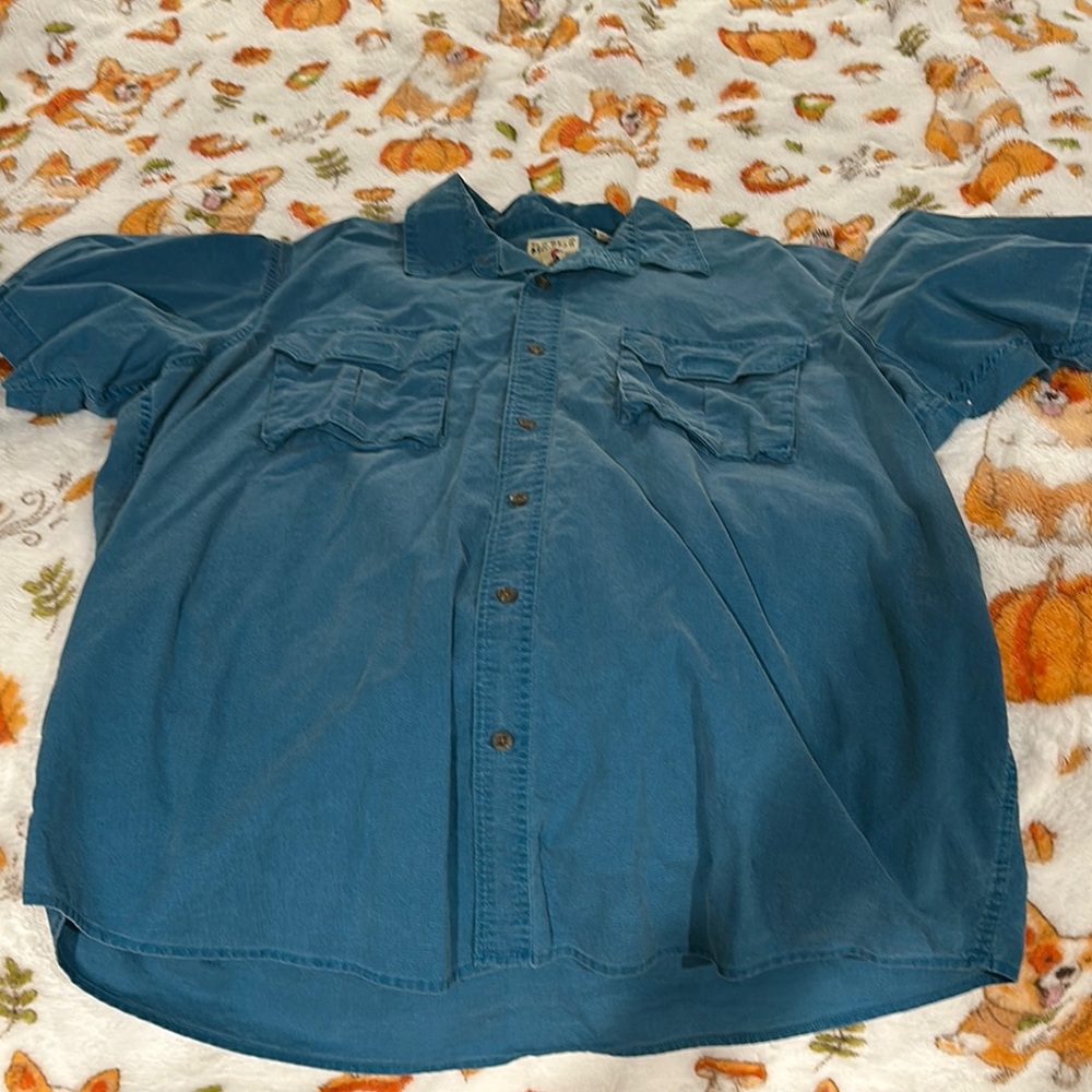 Button Up Blue Denim Short Sleeve Shirt